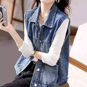데님 간절기 청 데님조끼 청자켓 조끼