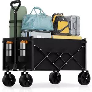 가벼운 접이식 왜건 큰 바퀴 위의 대용량 식료품 카트 튼튼한 쇼핑 캠핑 스포츠 정원 해변을 위한 올터레인