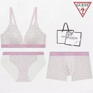 게스 언더웨어 [선물포장] 배색 크로스 체크 노와이어 커플속옷세트 BRBPDR292PK 2032131