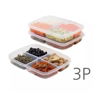 투명4칸반찬용기3set 반찬통,도시락통,샐러드통,4칸통,수납함,찬기