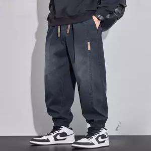 남성 조거 팬츠 후리스 데님 캐주얼 루즈핏 기모 밴딩