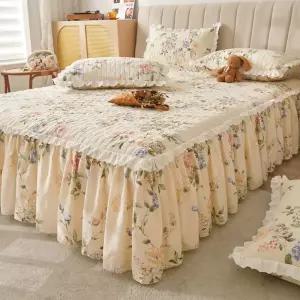 레이스 침대 화이트 베드스커트 싱글 시트 침대보 공주풍 베개