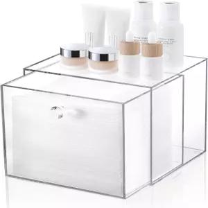 일회용 페이스 타월 용기 상자 클린 스킨 클럽 XL 서랍이 있는 아크릴 보관함 메이크업 정리함 스태킹 홀더