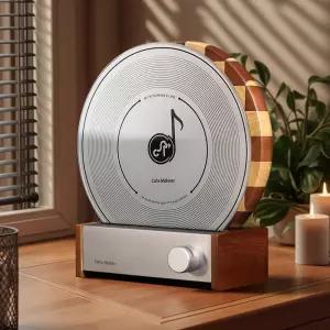 LP 감성 듀얼 도마 세트 레코드판 강화유리 원목 인테리어