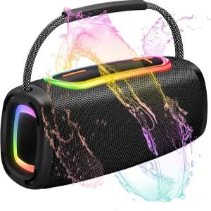 손잡이가 달린 블루투스 스피커 BT5.4 휴대용 무선 24W 강력한 스테레오 사운드 IP6 방수