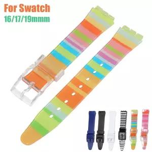 16mm 17mm 19mm 실리콘 고무 시계줄 스와치 스트랩용 컬러풀 젤리 컬러 팔찌 교체용 여성 스포츠 손목 밴드