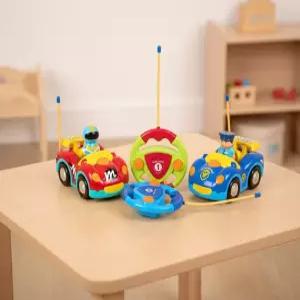 캐스B 무선조종차 4개세트 경찰차 레이싱카 피규어 사운드 무선 RC카 조종차 핸들 운전놀이