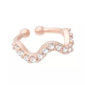 14KGP 큐빅 웨이브 포인트 로즈골드 링 귀찌 이어커프 WFK1M22