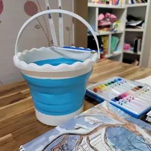 고품질 대용량 접이식 미술물통 원형 미술물통 물감물통 수채화물통 접이식물통 자바라물통 WFIQG3E