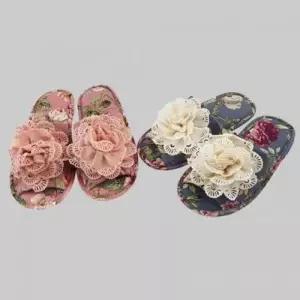 플라워 실내슬리퍼 레이스 거실화 사계절거실화 WD82171