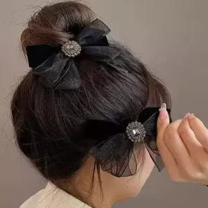 예쁜 벨뱃 리본 머리끈 핀 2종 세트 헤어 스타일링 WD442C1