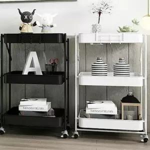 이동식 정리함 선반 접이식 주방 수납장 바퀴 트롤리 3단 트레이