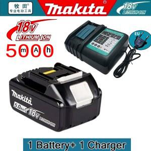정품 18V 5Ah Makita 배터리 + 충전기 Makita 드라이버 BL1860 BL1850B BL1850 BL1840 BL1830 충전식 배터리