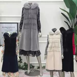 [미니멈]MD 리얼 양모 밍크 폭스 후드 롱 베스트 MD MZDKFV0920