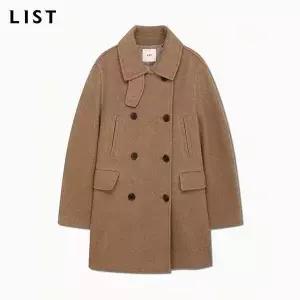 [매장 정품]  리스트 울 카라 더블 하프 코트 DB
