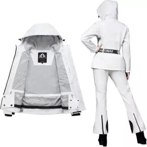 하이킹 및 겨울 활동을 위한 여성용 방수 스키 재킷 방풍 스키복 세트 슬림 후드 레인코트