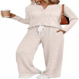 Lillusory 여성용 2피스 라운지 세트 매칭 공항 여행 의상 2026 봄 의류 가을 잠옷 스웨트 수트 포켓