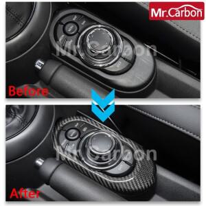 자동차 중앙 제어 멀티미디어 버튼 패널 카본 장식 커버 BMW 미니 쿠퍼 S F55 F56 F57 인테리어 악세사리
