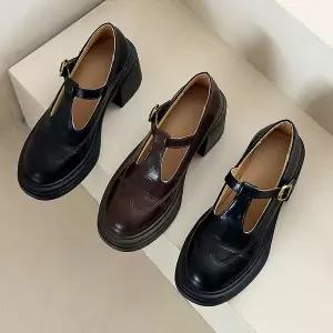 웨딩 신발 슈즈 구두 예식 신부 여성 여자 하이힐 펌프 버클 두꺼운 힐 T-스트랩 청키 메리 제인 샌들