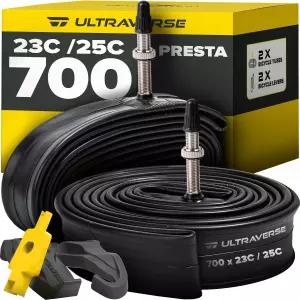 울트라버스 자전거 내부 튜브(700x23-25c 700x28-32c 700x35-43c 28인치 휠 사이즈 48mm 프레스타 밸브 -
