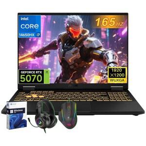 ASUS TUF F16 게이밍 노트북, 인텔 코어 i7 프로세서 14650HX(최대 5.2GHz), 엔비디아 지포스 RTX 5070, 16인치 WUXGA 165Hz 디스플레이, 32GB DDR5, 1TB PCIe Gen4 SSD, Windows 11 Pro, Wi-Fi 6E, w /액세서리