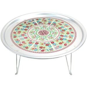 오봉 시골 양은 좌식상 철밥상 꽃밥상 특대 다과상 나무상 2호 꽃무늬 소소형 둥근상