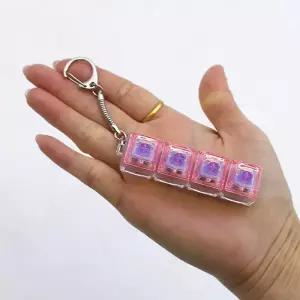 LED 4구 레인보우 키보드 키링 클릭커 딸깍이 키캡