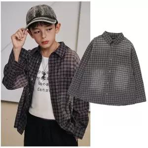 블루테일2 AAA1BL02BN 주니어 남아 여아  브라운 체크 셔츠 고학년 2026년 봄 신상품