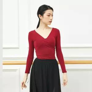 성인 발레 댄스 5부 긴팔 크로스랩 가디건 워머 티셔츠 블랙