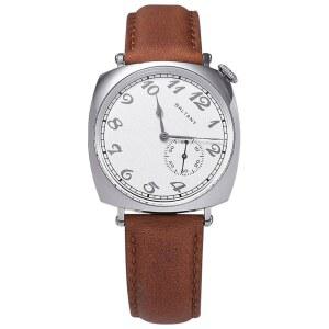 남성용 발타니 드레스 워시, 사파이어 크리스탈 돔이 있는 가죽 기계식 시계, 1921 S4046 빈티지 시계