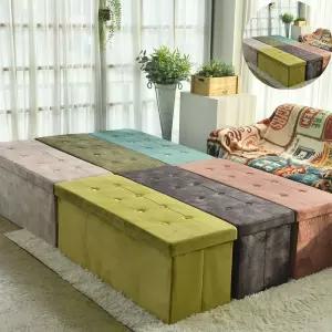 벤치수납장 엘리나 벨벳 수납벤치 대형 패브릭 사각 의자 접이식