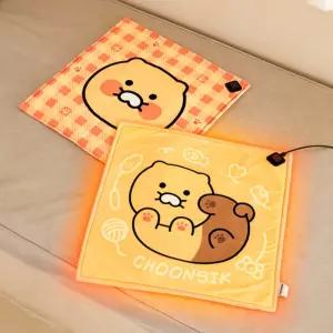 카카오 프렌즈 춘식이 온열 방석 선택 1개 USB-C타입 호환 버튼 미니 이불 온도조절 사무실 장판 휴대용 선물 캐릭터