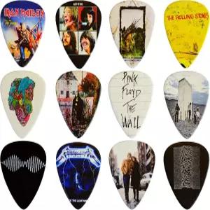 12개의 클래식 앨범 기타 픽 세트 모든 기타리스트를 위한 0.46 0.71 0.81 0.88 0.96 1.2mm 일렉트릭