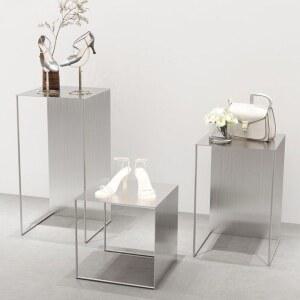 전시스툴 스텐 스튜디오 받침대 스튜디오스툴 박스 매장 윈도우 전시다이 높이 화이트