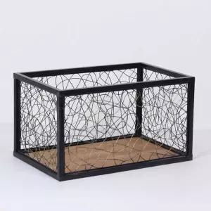 철망바스켓 레트로 상자 수납 바구니 사각 철제 정리