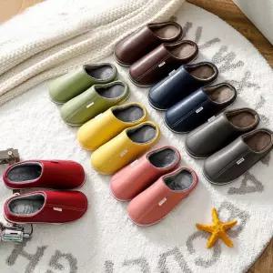 LND (당일출고) 겨울 털 슬리퍼 EVA 실내화 가죽 PU소재 미끄럼방지 커플 사무실 거실화 학생 여성 남성