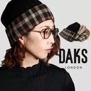 닥스 DAKS 하우스체크 케이블 니트 비니 중년 남녀공용 모자