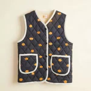 제주 애기감귤 누빔 김장조끼 양털안감 감귤패턴 남녀공용 겨울조끼