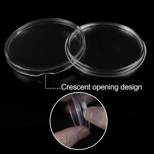 [호환제품] 메달 동전 수집위한 16/20/25/27/30/35/40mm 블랙 가스켓 개스킷과 10Pcs 46mm 클리어 코인 캡