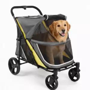 대형견과 중형견을 위한 반려견 유모차 한 발 브레이크가 장착된 이지폴드 듀얼 엔트리 반려동물 왜건 최대