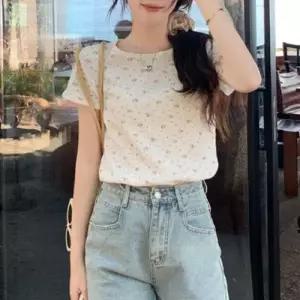 러블리 플라워 반팔 니트 티셔츠 WFLX6I7