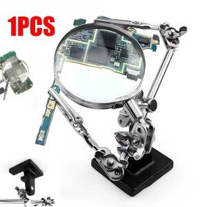 전자 제품 작업용 세 번째 손 5배 확대경 스탠드, 보석 세공, 시계 수리, 용접, 납땜용 듀얼 클립 포함