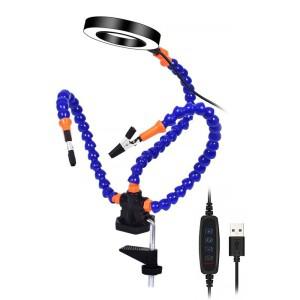 AEE6-테이블탑 클램프 베이스 헬핑 핸즈 납땜용 세 번째 손 도구 3X LED 조명 확대경 PCB 보드 홀더