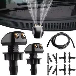 자동 앞유리 세척 노즐 스프레이어 세트 범용 호스 커넥터 듀얼 홀 액세서리