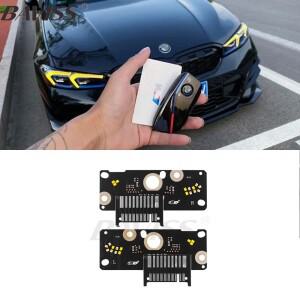 BMW 3 시리즈 G20 G21 G28 LCI LED 헤드 라이트 유로 2023 + 제어 모듈 주간 주행 용 노란색 파란색 DRL 보