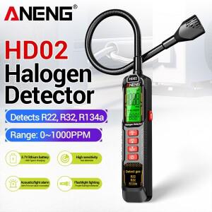 스마트 누출 감지기 할로겐 가스 냉매 분석기 에어컨 R22 R32 R134a 0~1000PPM HD02 충전식 테스터