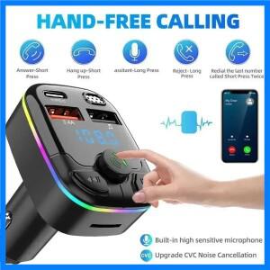 차량용 블루투스 5.0 FM 송신기 무선 어댑터 마이크 오디오 리시버 자동 MP3 플레이어 2.1A 듀얼 USB 고속