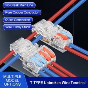 T유형 분배기 터미널 블록, 10PCS 와이어 퀵 커넥터 가전 제품 전기용 브레이크 프리 플러그 앤 풀 리케이