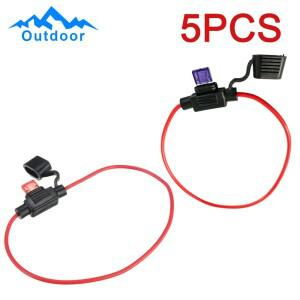 5PCS 방수 자동차 삽입 퓨즈 홀더 3A 10A 보라색 빨간색 미니 소형 소형 16 와이어 3.9cm 20cm 소켓 액세서