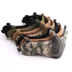 전술 단자 마스크 스틸 메쉬 통기성 귀 보호 얼굴 사냥 액세서리 에어소프트 슈팅 페인트볼 소프트에어